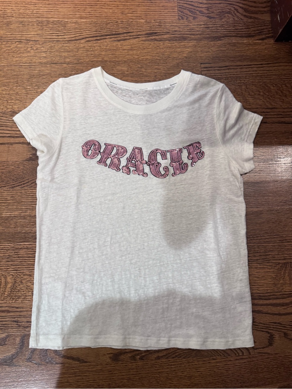 Zimmermann Cream Linen Top with Subtle Gold Tag Detail